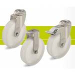 Stainless steel castors with bolt hole fitting and made ??of polyamide