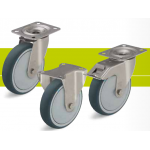 Stainless steel castors with top plate and thermoplastic polyurethane tread