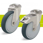 Stainless steel castors with bolt hole and thermoplastic polyurethane tread