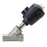 Pneumatic angle seat valves with female thread