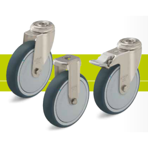 Stainless steel castors with bolt hole and thermoplastic polyurethane tread
