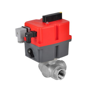 3 way ball valve L- form with electrical actuator