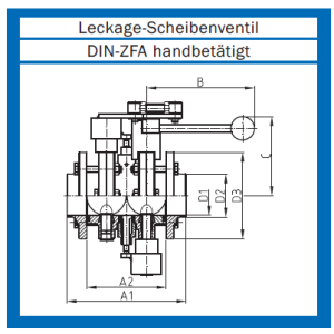 Leckage Scheibenventil DIN Zwischenflansch  handbetätigt