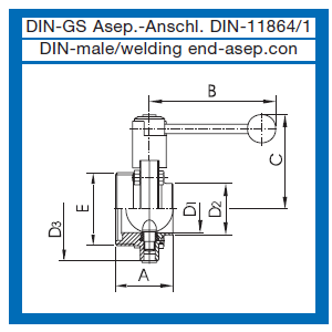 Scheibenventile AWH mit DIN 11864/1 Aseptic Außengewinden/ DIN Schweißenden  pneumatisch