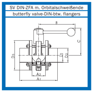 Scheibenventile AWH mit Schweißenden und Zwischenflansch  Orbital