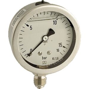 Edestahlrohrfeder- Chemiemanometer NG 63mm Glyzerinfüllung