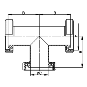 T- Stück DIN KgM / KgM / KgM  1.4301