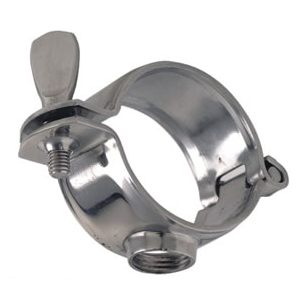Stainless steel pipe clamp with ball joint V2A