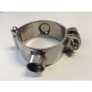 Stainless steel pipe clamp with joint robust for V2A