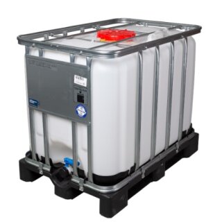 IBC Container 120x80x117cm Einfüllöffnung NW150  Auslaufarmatur NW50 auf Kunststoffpalette  800 Liter  UN- Zulassung
