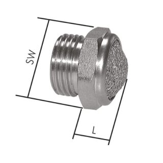 Schalldämpfer mit Edelstahl Drahtgewebe 1/4"  1.4305
