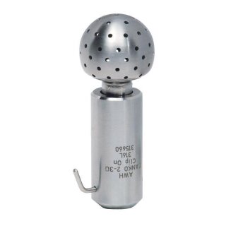 Edelstahl Sprühkopf rotierend 180° nach oben TANKO RB30  Clipon Reihe C  DN8  1.4571