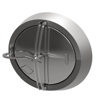 Mannloch 322R OVAL 550x650 V4A mit Schwenk- und Drehvorrichtung Silikon 6bar