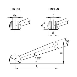 Edelstahl- Kegelgriff mit Innengewinde M10  Grifflänge 76mm