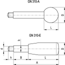 Edelstahl- Griffstange M6 Hebellänge 63mm Kugelknopf