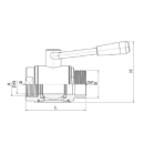 Kugelhahn mit Weingewinde 5/4" AG und Whitworthgewinde IG 5/4"  1.4301