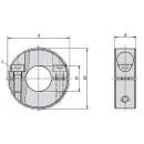Klemmring geteilt innen 50mm, Breite 19mm, Außen 78mm   Material Stahl 1.0718