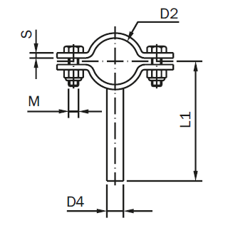 Edelstahl Rohrklammer mit Bolzen für Getränkeleitungsrohr 154mm V2A