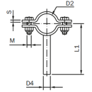 Edelstahl Rohrklammer mit Bolzen für Getränkeleitungsrohr 154mm V2A