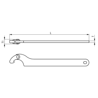 Gelenk- Hakenschlüssel aus Edelstahl DN25- 40  Länge 240mm