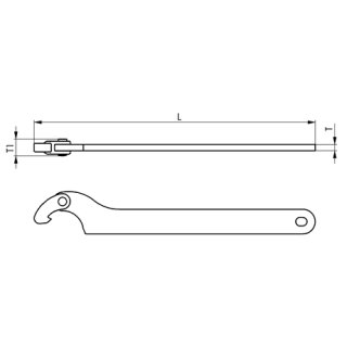 Gelenk- Hakenschlüssel aus Edelstahl DN50- 100  Länge: 300mm