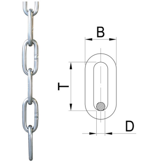 Edelstahl Gliederkette mit langen Gliedern DIN 763  2mm  V4A