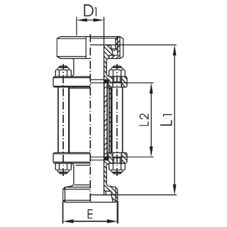 Schaulaterne mit Außengewinde / Kegel Mutter DN125 1.4301 ohne Splitterschutz