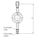 Edelstahl Wassersackrohr Kreisform mit Außengewinde 1/2"  1.4571