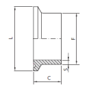 Clamp Anschweißstutzen DIN 32676 DN10 Reihe 1  für Rohr 12x1,5mm  Länge: 21,5mm  1.4404