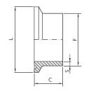 Clamp Anschweißstutzen ISO 2852 DN80 (Clamp 106,0mm) für Rohr 88,9x2mm  Länge: 28,6mm  1.4404
