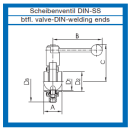 Scheibenventil EURO Schweißende/ Schweißende DN40 V2A 1.4301