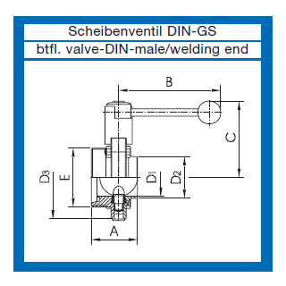 Scheibenventil EURO mit DIN Außengewinde/ Schweißende