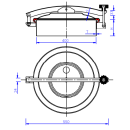 Domdeckel 444 RUND 400mm mit Schwenk- und Seitenöffnung sterilsierbar