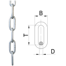 Edelstahl Gliederkette mit langen Gliedern DIN 763  5mm  V4A