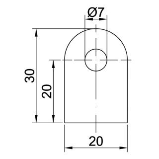 Anschweißlasche 30x20x5  Edelstahl V2A