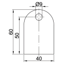 Anschweißlasche 60x40x6  Edelstahl V2A