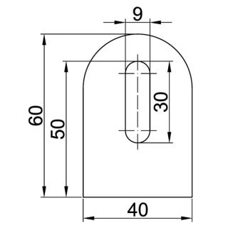 Anschweißlasche 60x40x6  Edelstahl V2A  mit Langloch