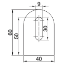 Anschweißlasche 60x40x6  Edelstahl V2A  mit Langloch