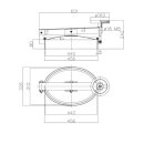 Edelstahl Türchen A13 OVAL  440x310mm  Rahmen 80x8mm  V2A