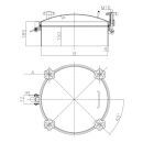 Edelstahl Domdeckel D3 RUND 400mm  Rahmenhöhe 150mm  V2A  4 Verschlüsse  4 bar