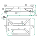 Domdeckel 654 L ECKIG V2A mit Kunststoffhandgriffen