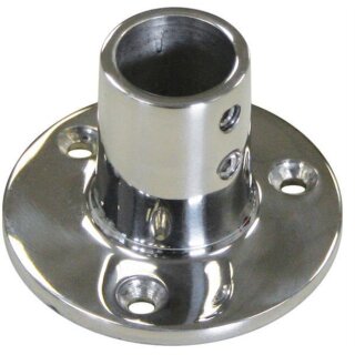 Relingfuß 90° für Rohr 25mm  Edelstahl V4A  Sockelplattendurchmesser: 71mm