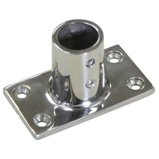 Relingfuß 90° für Rohr 25mm  Edelstahl V4A  Sockelplatte 81x48mm
