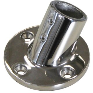 Relingfuß 60° für Rohr 25mm Edelstahl V4A  Sockelplattendurchmesser: 71,0mm