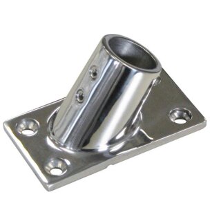 Relingfuß 60° für Rohr 22mm Edelstahl V4A  Sockelplatte: 78x43mm