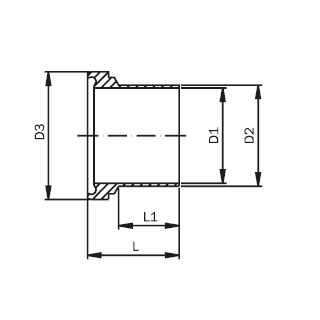 ASEPTIC Bundstutzen DIN DN25  1.4404