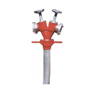 Standrohr Eingang DN80, Abgang 2x STORZ- B mit Ventilabsperrung  Kopf drehbar