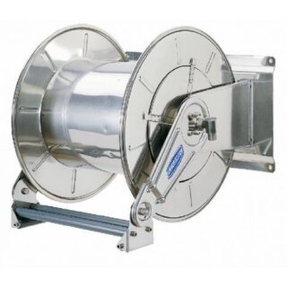 Schlauchaufroller aus Edelstahl für max. 60 Meter Schlauch 1/2"  mit doppelter Stahlfeder