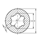 Edelstahl Keilnabe DIN ISO 14 KN32x38