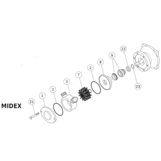 Pumpengehäuse für LIVERANI MIDEX aus Edelstahl  mit Bypass  Anschluss 1 1/4"  1.4404